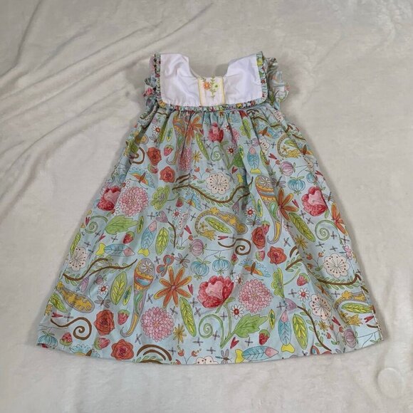 Le' Za Me luxury cutton peter pan collar square floral flowy knee length dress - Picture 1 of 7